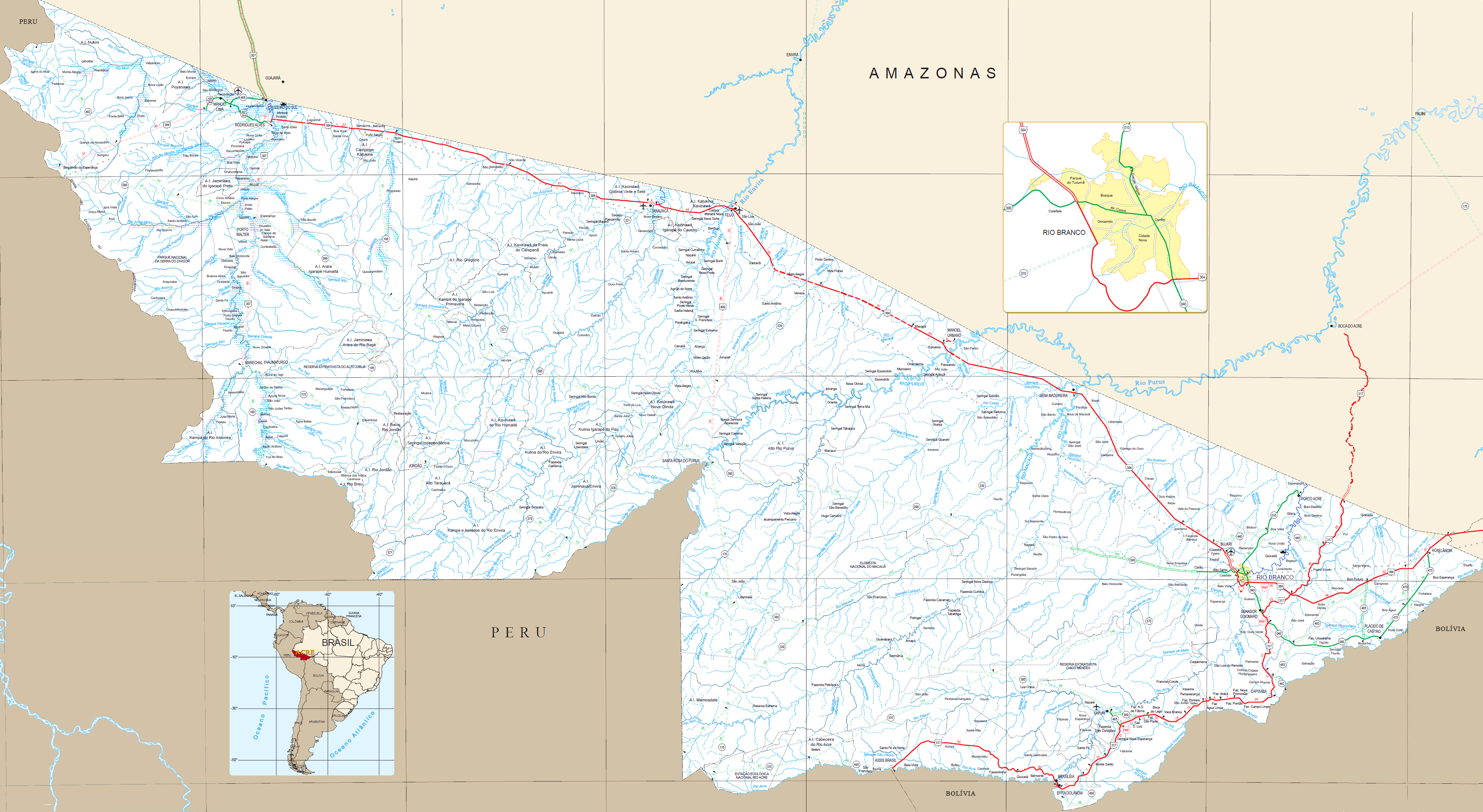 Mapa rodoviario Acre