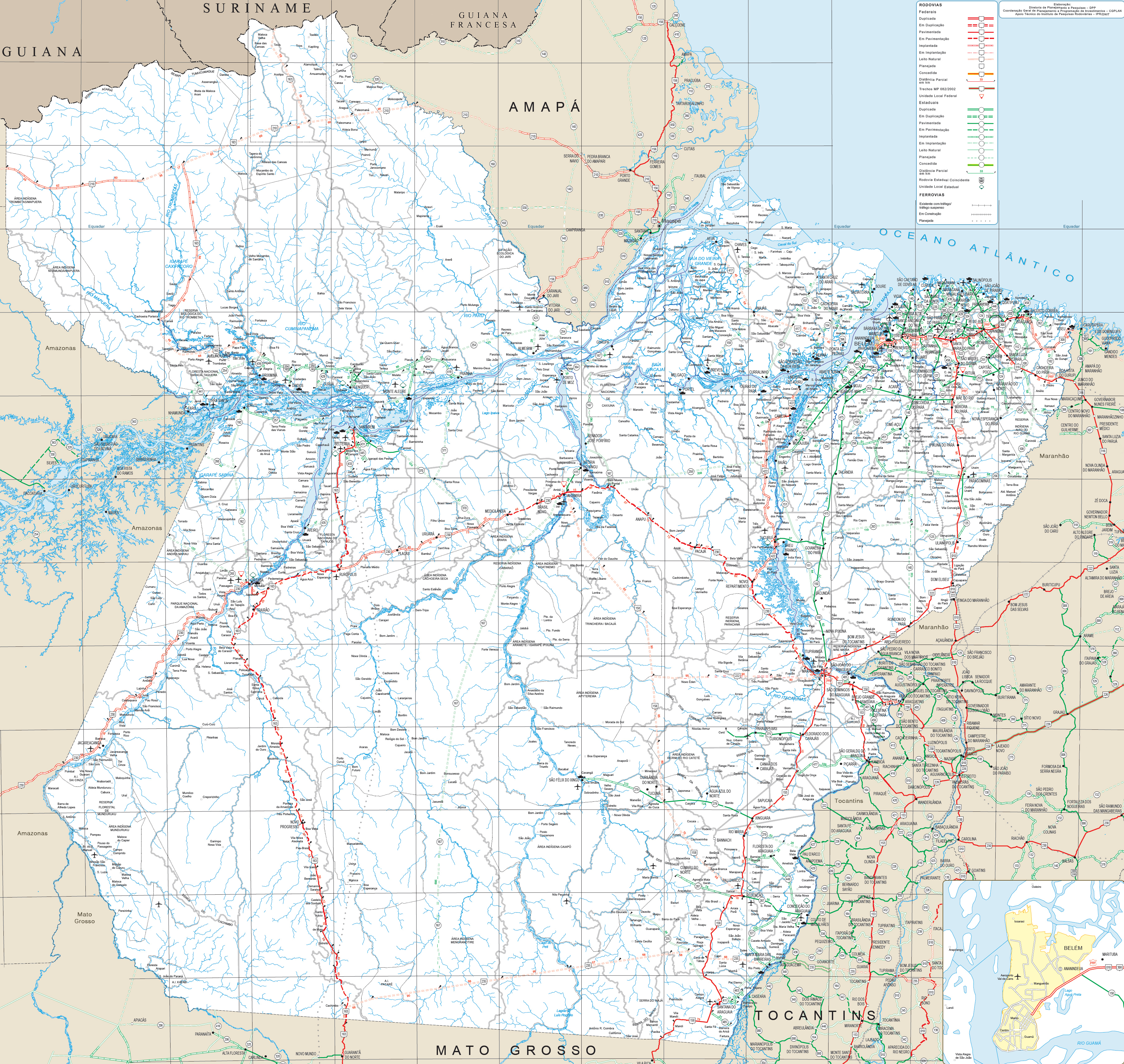 mapa estradas norte Mapa Rodoviário do Pará